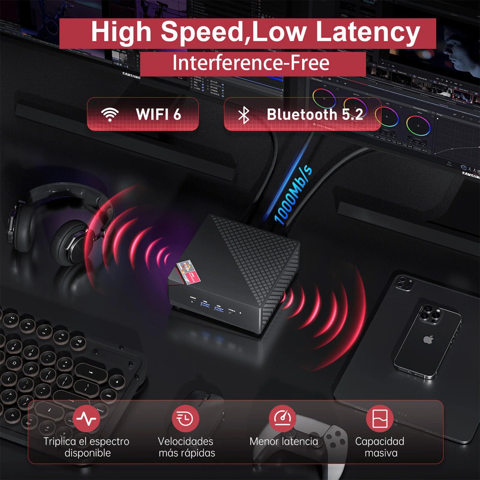 카므루이 미니 PC R7 7730U 듀얼 채널 32GB DDR4 512GB SSD 윈도우11 프로 WiFi6 BT5.2 트리플 4K 디스플레이 데스크탑 컴퓨터 (사무실/가정용) 썸네일 3