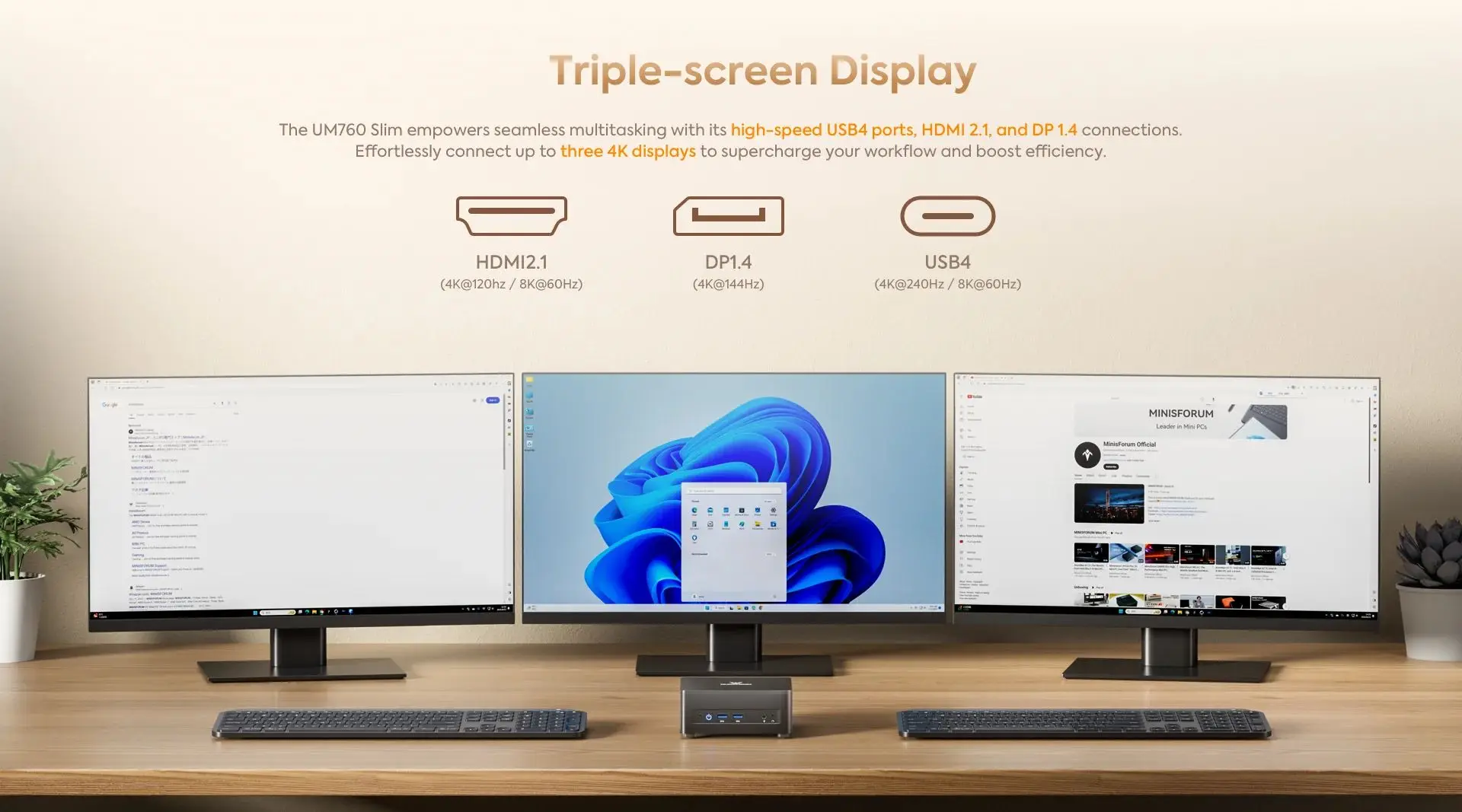 Мини-ПК MINISFORUM Slim Series UM870 AMD R7 8745H 6800H R9 6900HX USB4.0 2*DDR5 2*PCIE4.0 2.5G LAN NUC Мини-компьютер WiFi6E