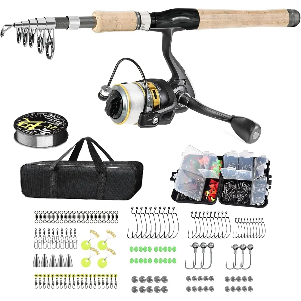 

6ft Carbon Rod Reel Combo 145pc Kit Salt Fresh Water