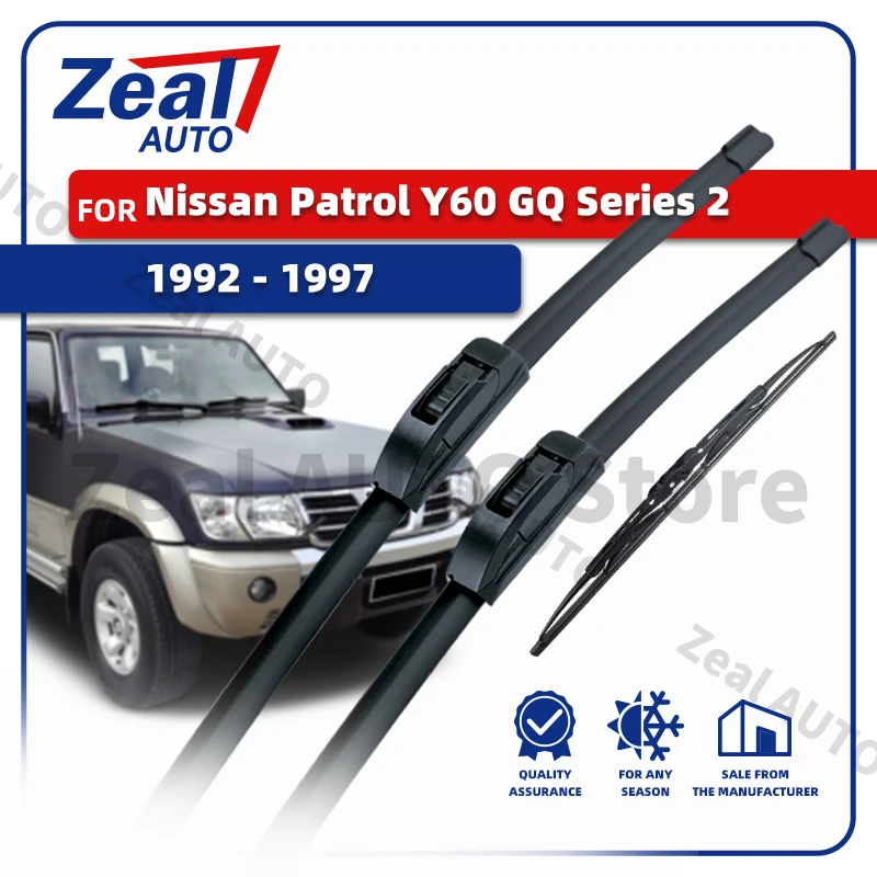 LHD RHD Scheibenwischerblätter vorne und hinten für Nissan Patrol Y60 GQ Serie 2 1992 - 1997 3-teilige Windschutzscheiben-Gummibürsten Autozubehör 1993