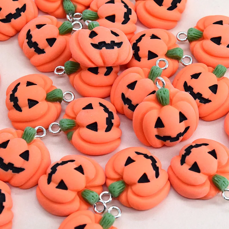 100pcs Bulk Wholesale Pumpkin Resin Charms Cute Thanksgiving Earring Keychain Pendant Accessory Diy Jewelry Make