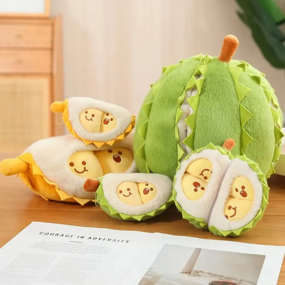 Detachable Durian Plush Keychain Collection Soft Fruit Durian Plush Pillow Cartoon Appease Peeling Durian Plush Doll