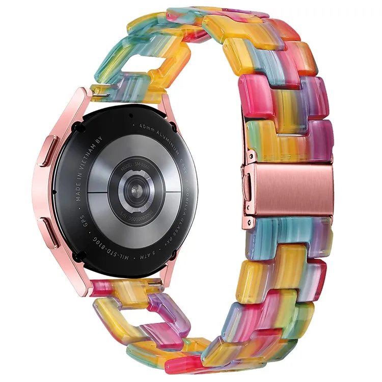 

For Garmin Forerunner 245 / 245 Music Fashion D-Shape Resin Strap Bracelet Watchband - Rainbow