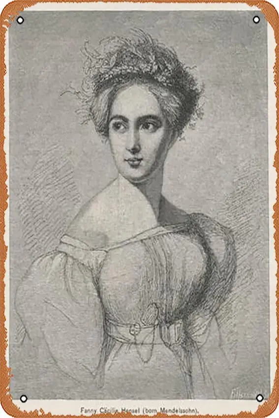 Metal Tin Sign  - Fanny Caecilie Mendelssohn Sister of Felix Mendelssohn and a Composer in Her Own Right - Poster Met-aluminum