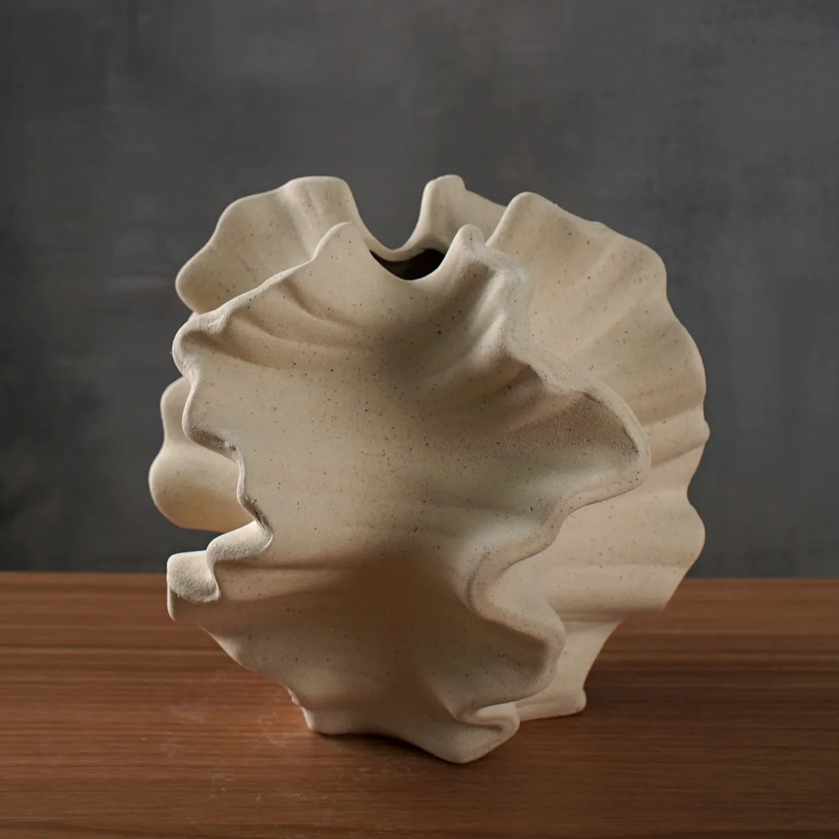 CAPIRON Keramik-Korallenvase, nordische Kunst, beige, matt, Behälter für Blumen, Pampasgras, Wohnzimmer, Tischdekoration, Dekoration