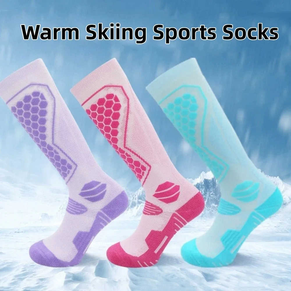 

Thicker Design Ski Socks Wear-resistant Warm Sports Socks Knee High High Elastic Outdoor Hiking Socks Winter Season