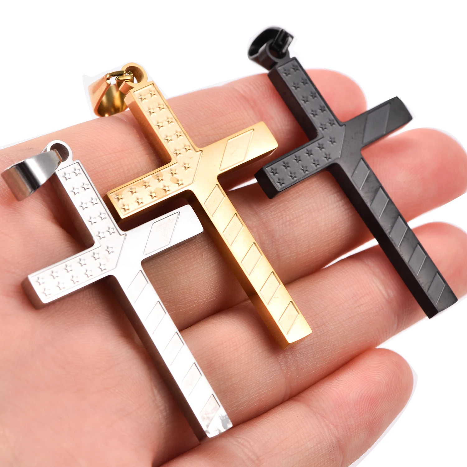 قلادة متقاطعة للنساء والرجال في الولايات المتحدة الأمريكية، لافتة متدلية على شكل نجمة من الفولاذ المقاوم للصدأ باللون الذهبي، مجوهرات يوم الاستقلال الأمريكي #4