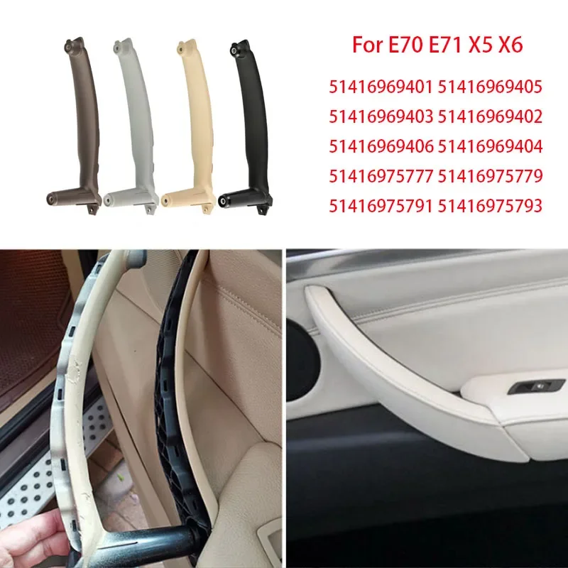 

Car Gray Beige Black Armrest Car left Right Interior Door Handle Inner Panel Pull Trim Cover For BMW E70 E71 X5 X6 06-13