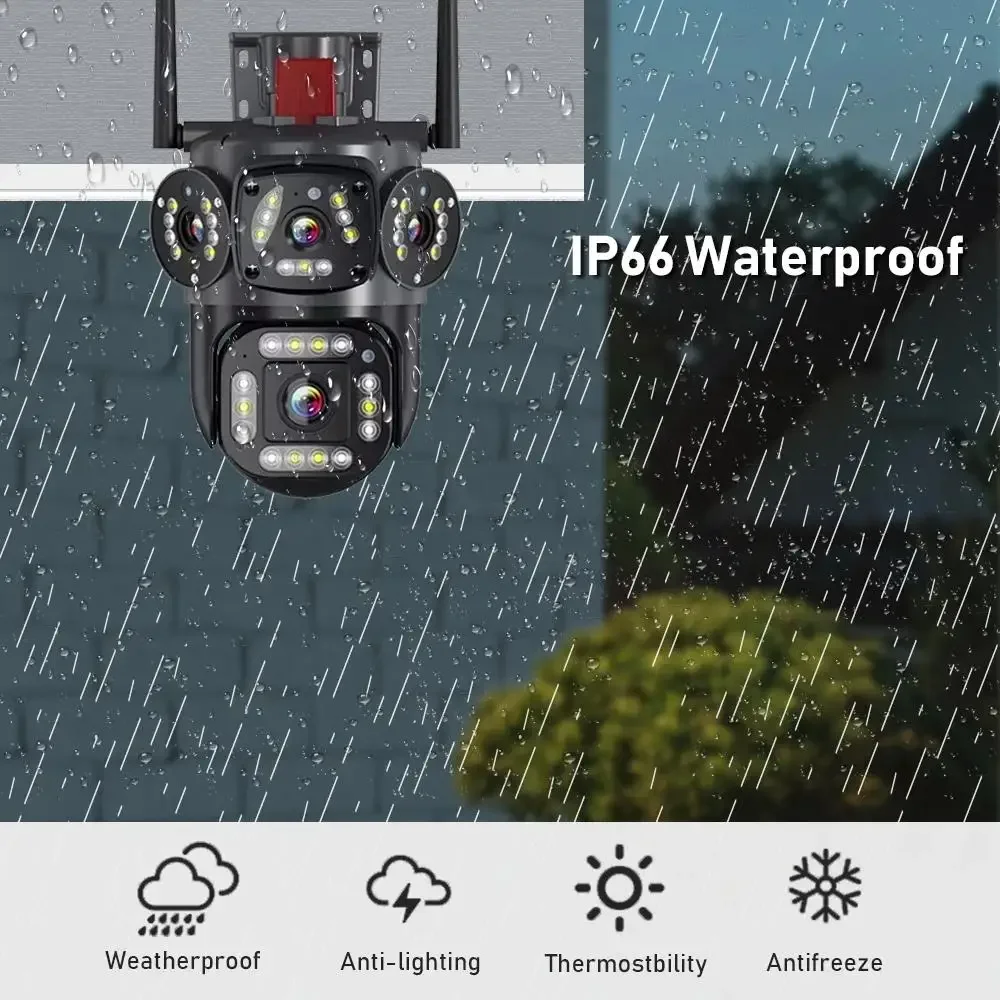 AIOOK-cámara IP YOOSEE HD de 8MP para exteriores, intercomunicador bidireccional con visión nocturna, impermeable IP66, cámara de seguridad de 360 °, seguimiento móvil