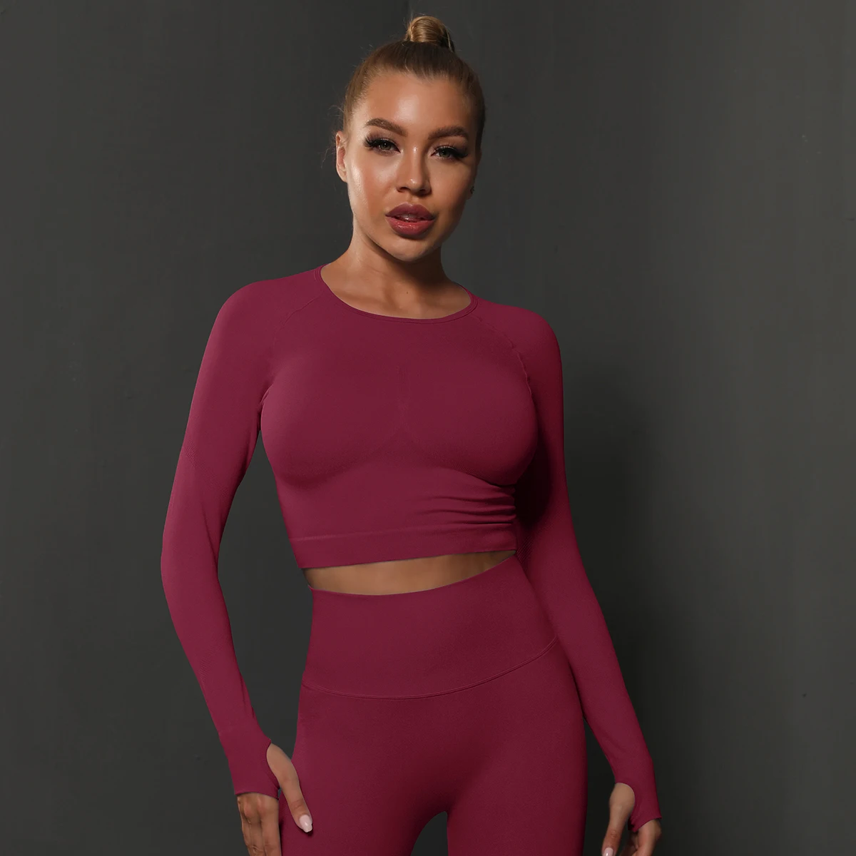 Frauen Yoga Langarm Shirt Weibliche Fitness Sportswear Gym Kleidung Workout Lauf Crop Top Nahtlose Active Wear Sport Kleidung