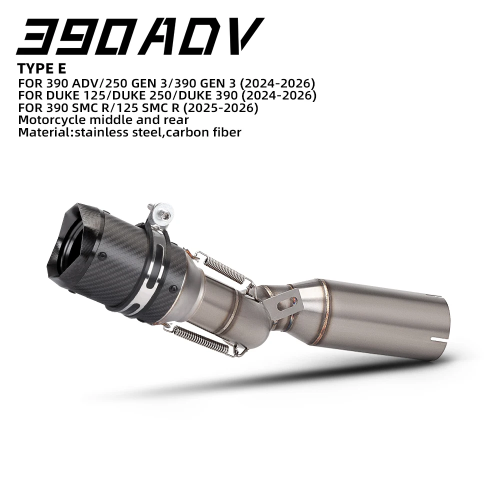 Motorcycle Exhaust Escape Motorcycle Mid Link Pipe 51mm Muffler For DUKE 390 250 125 2024 - 2026