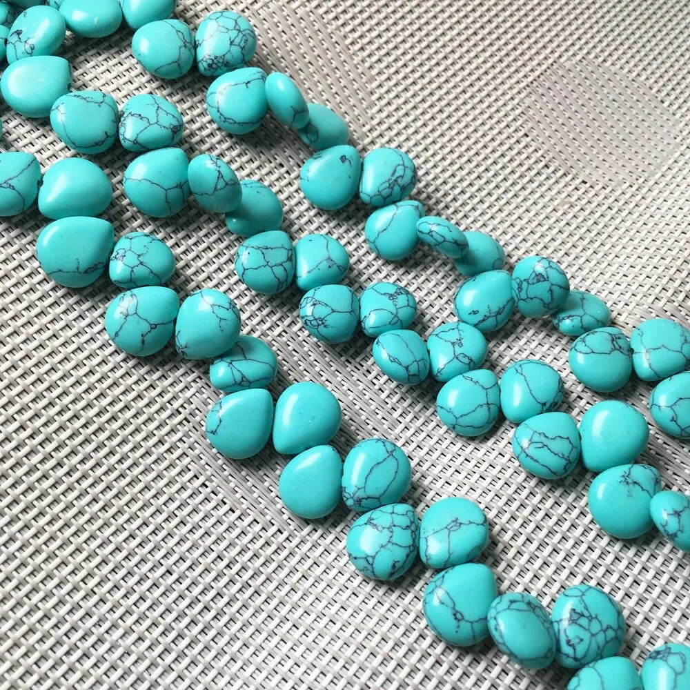 10x12mm Cross-hole Teardrop Shape Loose Bead Tiger Eye Malachite Spacer Beads for Jewelry Making DIY Necklace Bracelet Accessory