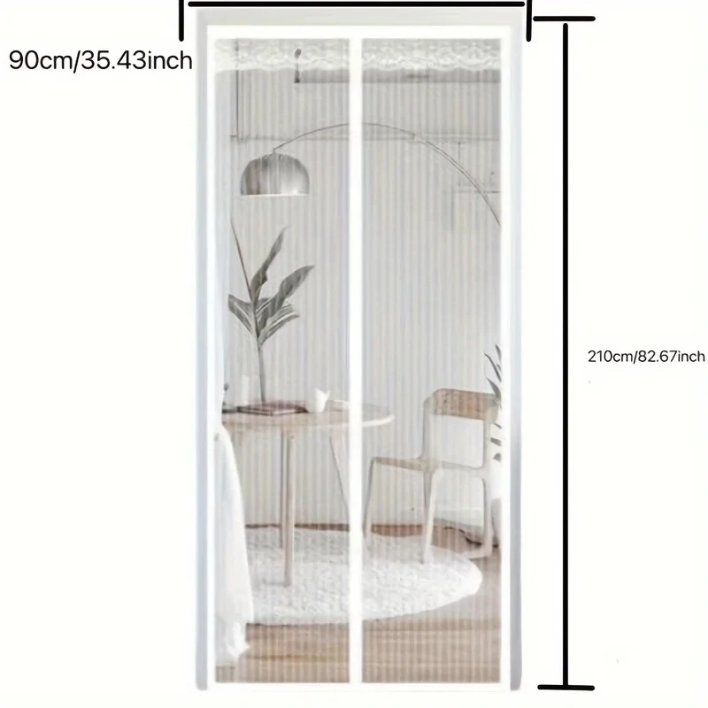 Anti-Mosquito Magnetic Screen Curtain Summer Essential Magnetic Self-Closing White Striped Mosquito Screen Door - Breathable