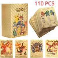 27-110Pcs Pokemon Gold Foil Card VMAX GX Cards English French German Spanish Charizard Pikachu Arceus Colour Pokémon Cards Gift