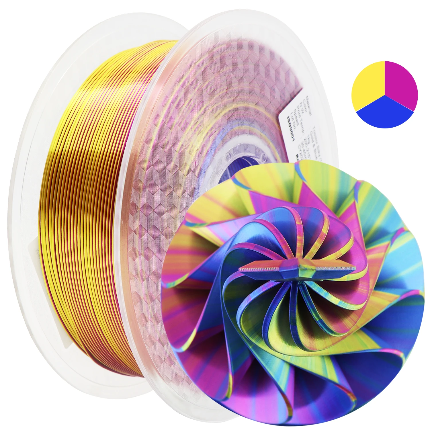 Tri-Colors Silk Filament 1KG PLA 3 Colors 3D Printing Material 1.75mm Sublimation Products Magic Plastic For FDM Printer