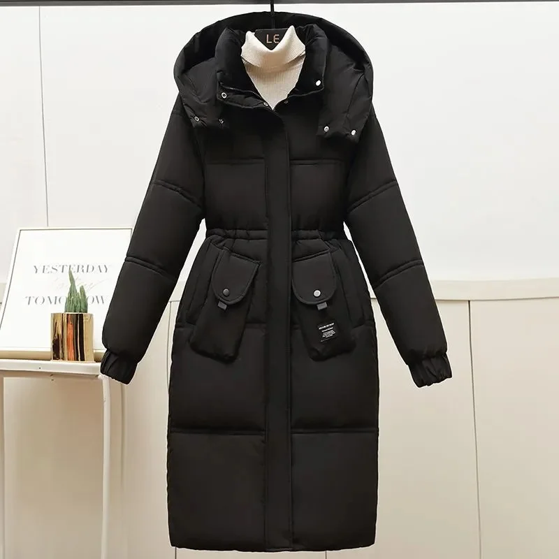 Winter nieuwe Katoenen jas met capuchon Vrouwen Parka Halflange Dikke Warme Winddicht Gewatteerde Kleding Casual Losse Sneeuwkleding Overjas T555