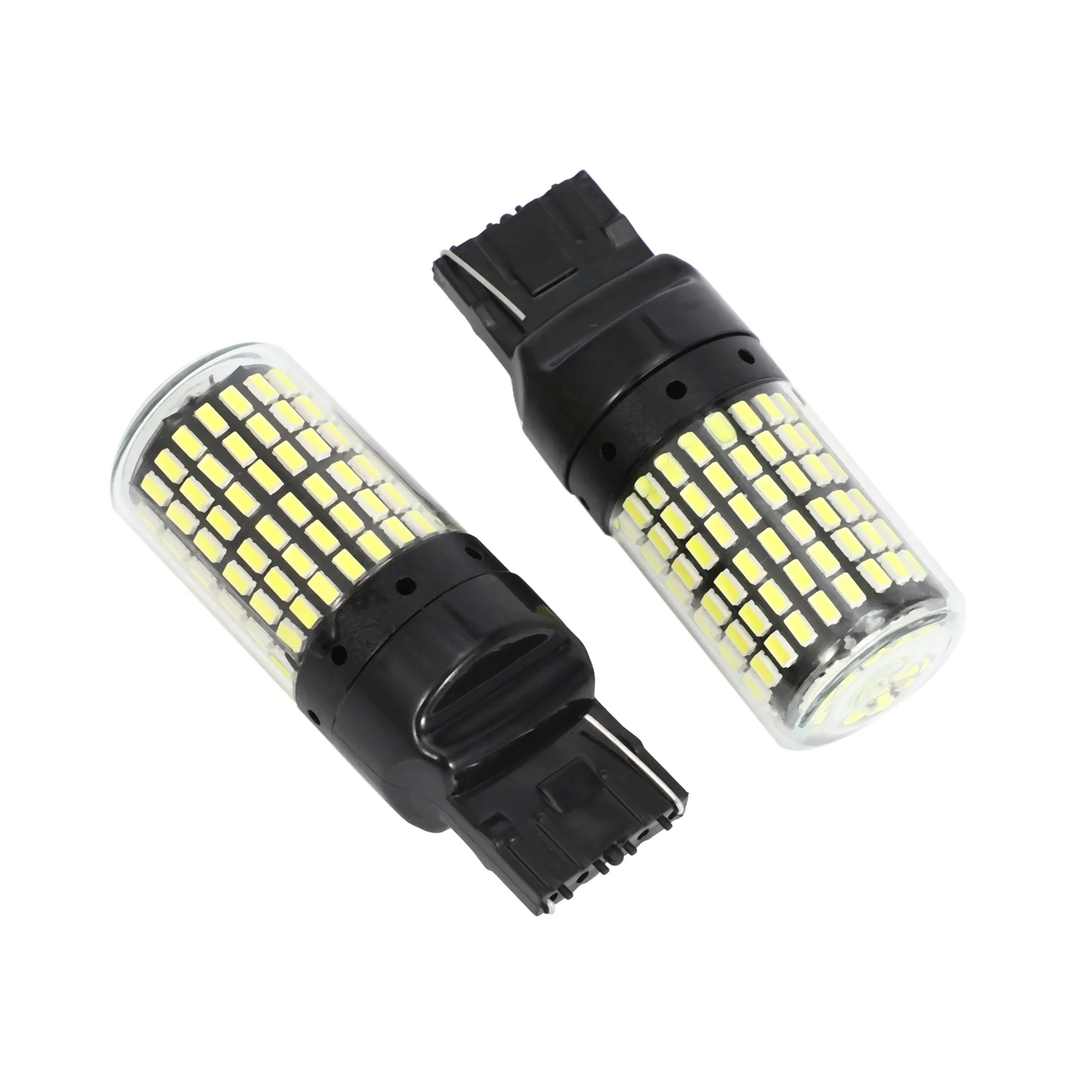 LICE-6Pcs Super Bright Canbus T20 7440 W21W Wy21w 144-Smd عكس الضوء بدوره مصباح إشارة قذيفة سوداء (الضوء الأبيض)