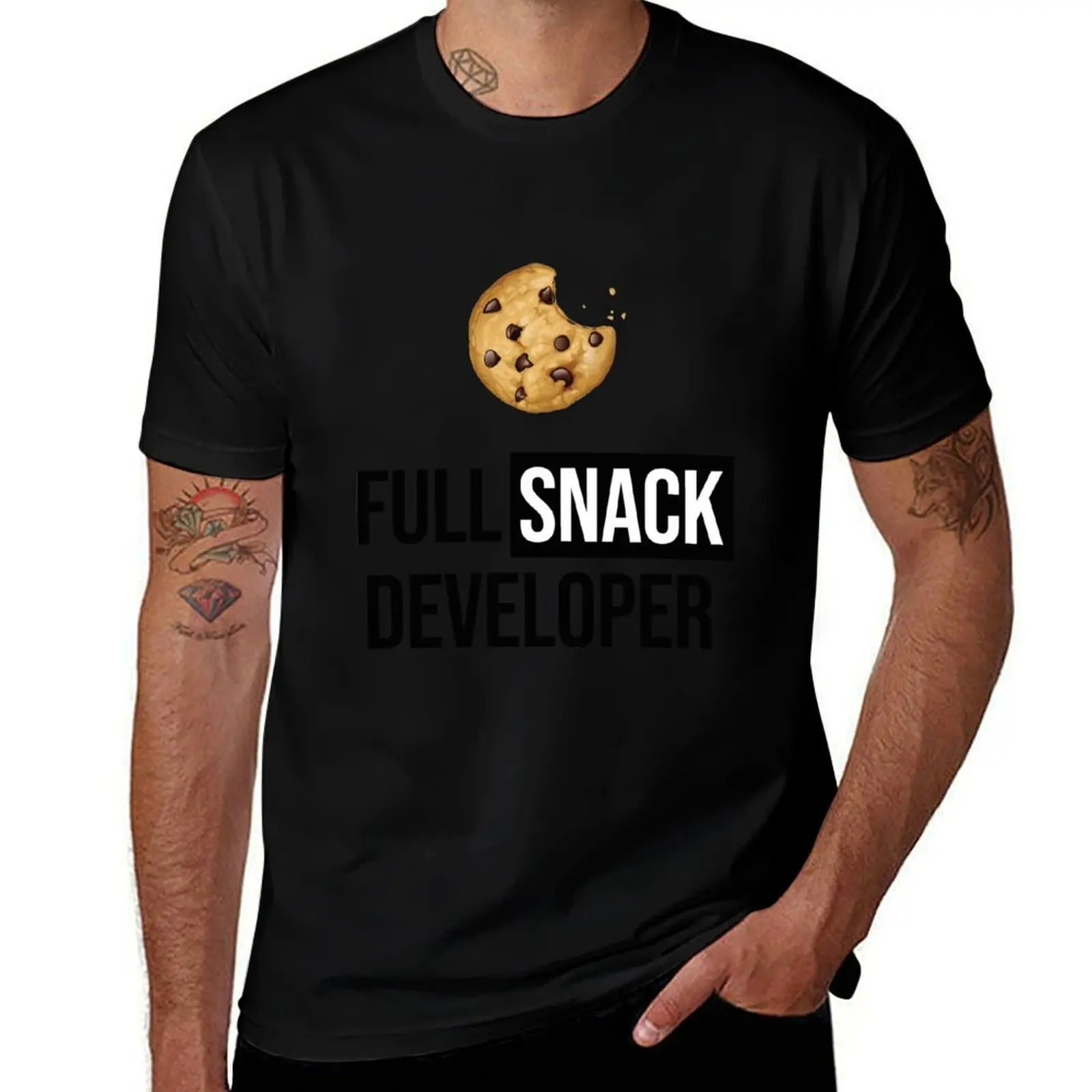 تي شيرت Full Stack Developer - Full Snack Developer تي شيرت رجالي من القطن الثقيل تي شيرت مضحك تي شيرت فكاهة داكنة