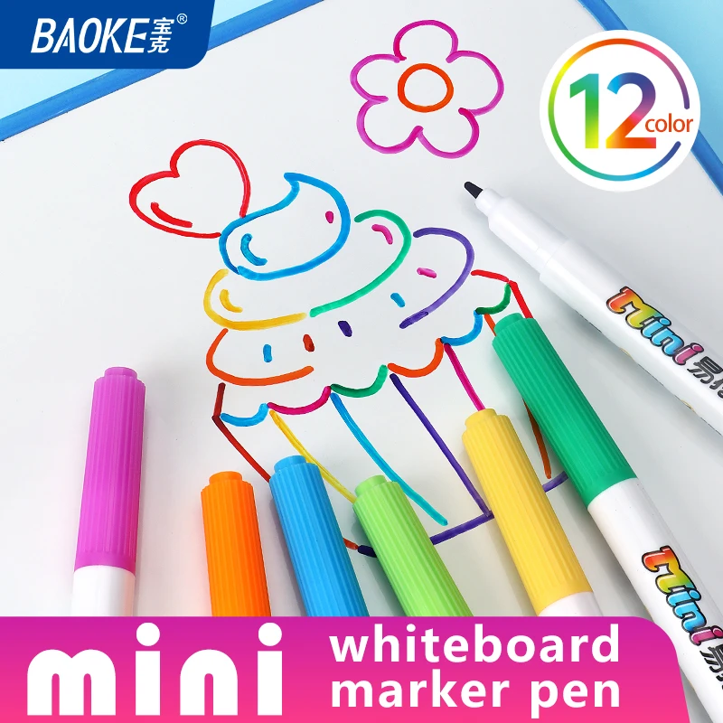 BAOKE MP3924A-12 Colors Mini Whiteboard Marker Pen Set