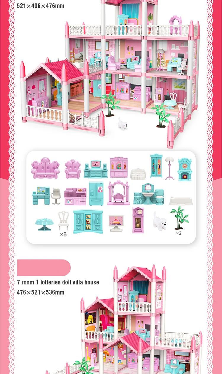 Mädchen Puppenhaus Spielzeug Kinder Pretend Spielen Puppenhaus Villa Patchwork Traum Möbel Hause Puppenhaus für Kinder Weihnachten Spielzeug Geschenke – Detail 10