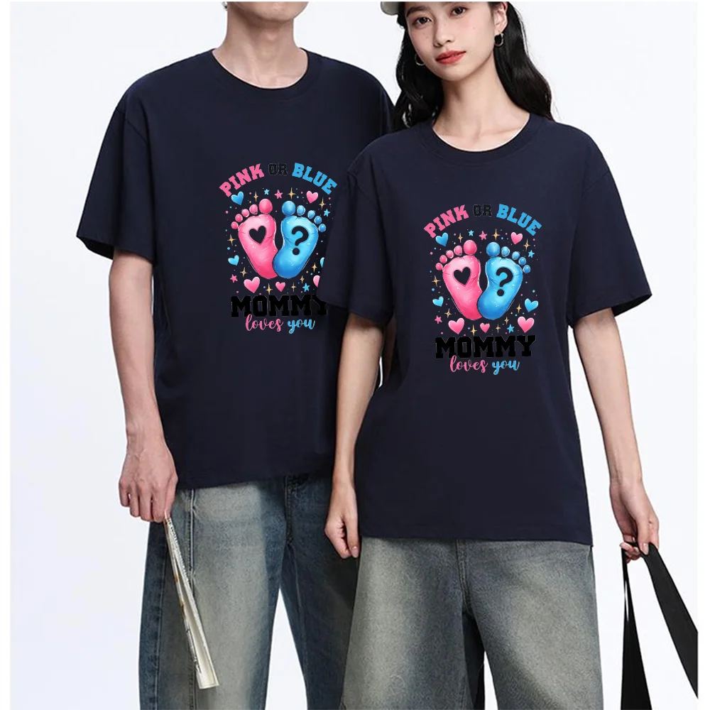 Pink Or Blue Baby Footprint Heart Question Mark Printed T Shirt Breathable Fabric S-XXL Personalized Custom T Shirt Casual Short