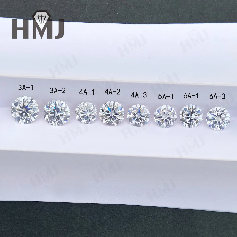 HMJ 0,1-13 Karat Moissanit-Stein, runde Form, Farbe D, Reinheit VVS1, Brillantschliff, Diamanttester-geprüft, mit GRA-Zertifikat, Perlen – Detail 33