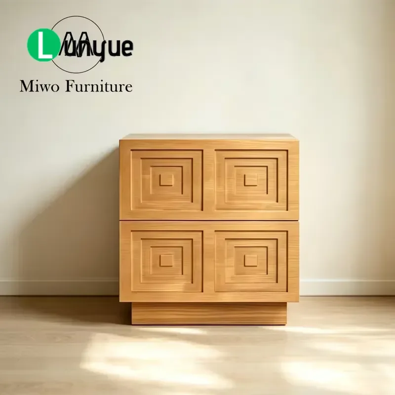 Modern Oak Wood Bedside Table 2 Piece Set Chest of Drawers Bedroom Furniture Hotel Apartment Side Table Storage Nightstand