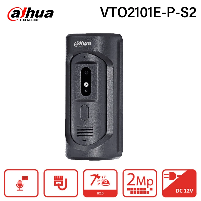 

Dahua 2MP Video Intercom Zinc alloy panel IP65 IK10 Rated Waterproof Vandal Resistant HD IR Doorbell Remote Unlock VTO2101E-P-S2