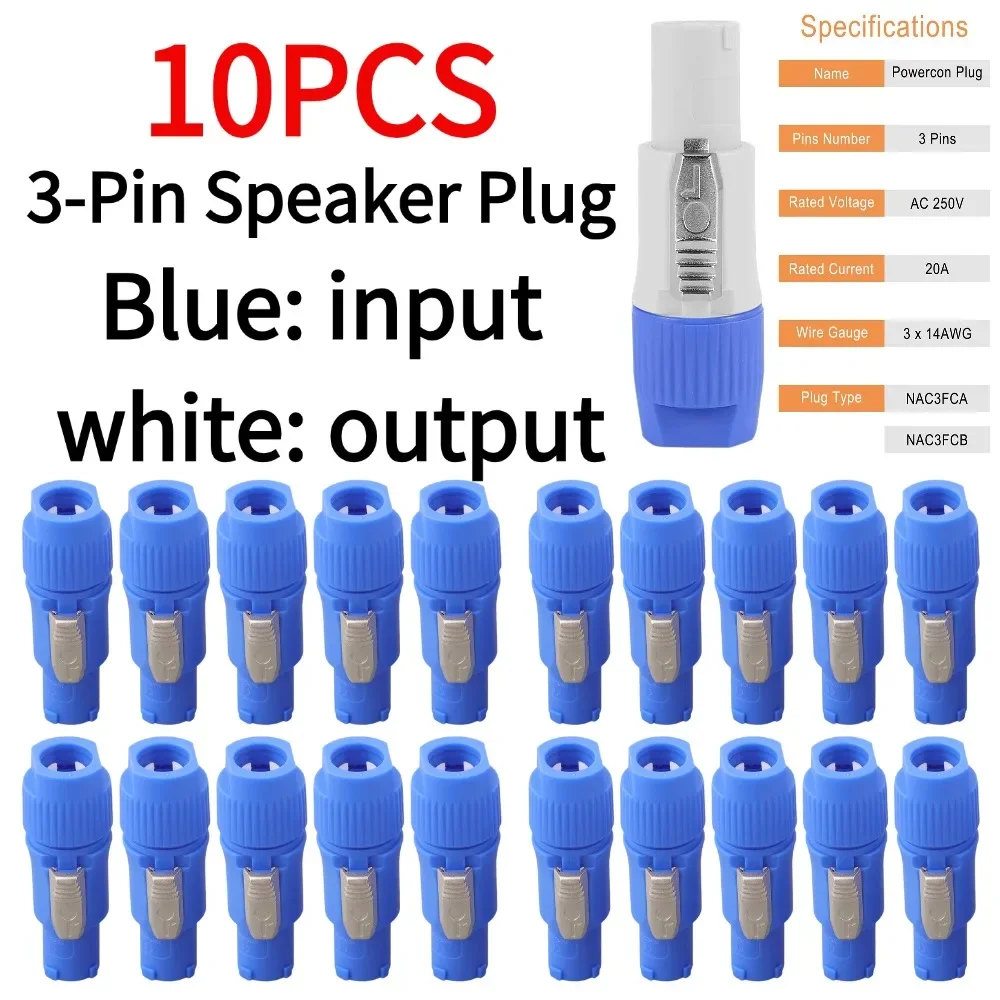 

10PCS Powercon Connector Lockable Cable Connector + Chassis Socket For Electric Drill LED Screen Stage Lighting Power Connecting