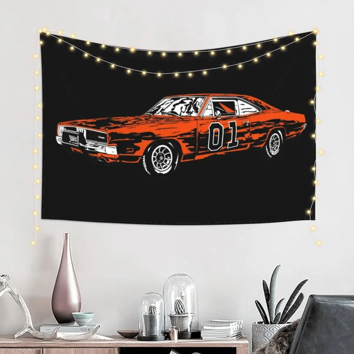 The Dukes Of Hazzard General Lee Tapestry Funny Wall Decoration Items Decor For Room Decoration Aesthetic Tapestry