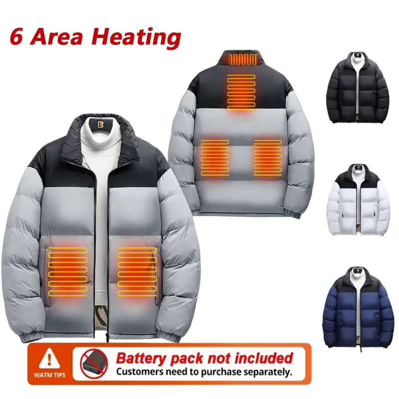 

6-зонная куртка с подогревом, мужская уличная лоскутная рабочая спортивная куртка с подогревом, женские теплые лыжные пальто с подогревом (на в комплект не входит Power Bank)