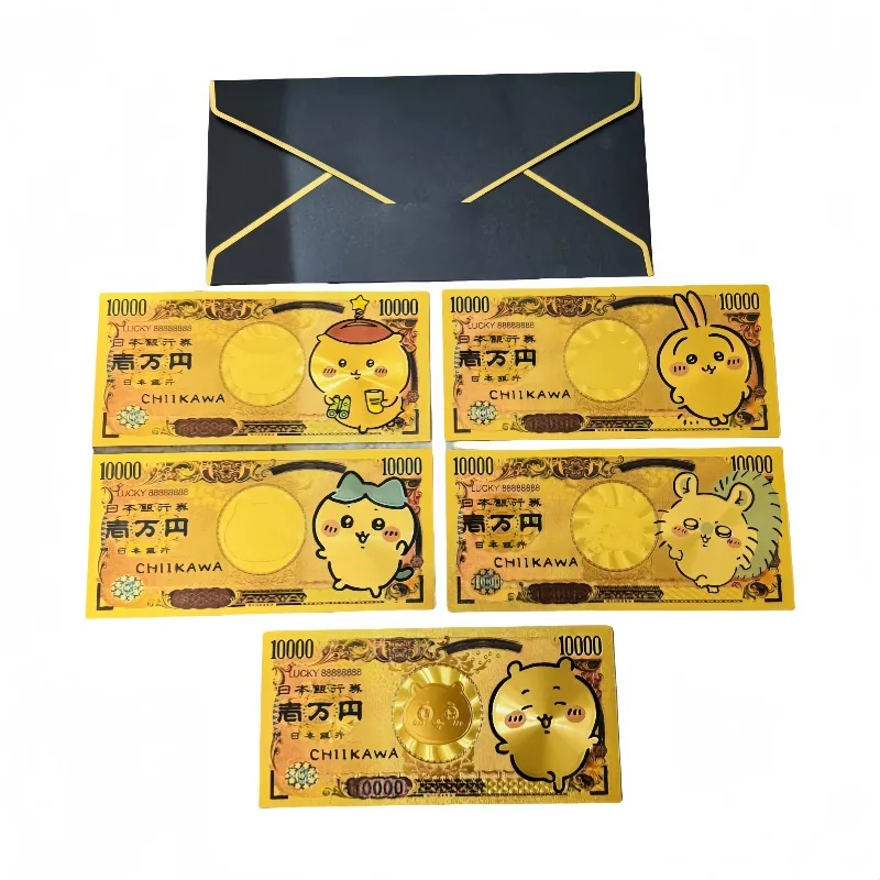 

MINISO 5 Types Hot Sale Japan CHIKAWA Banknote Anime Gold Banknote in 24k Gold Plated For Collection