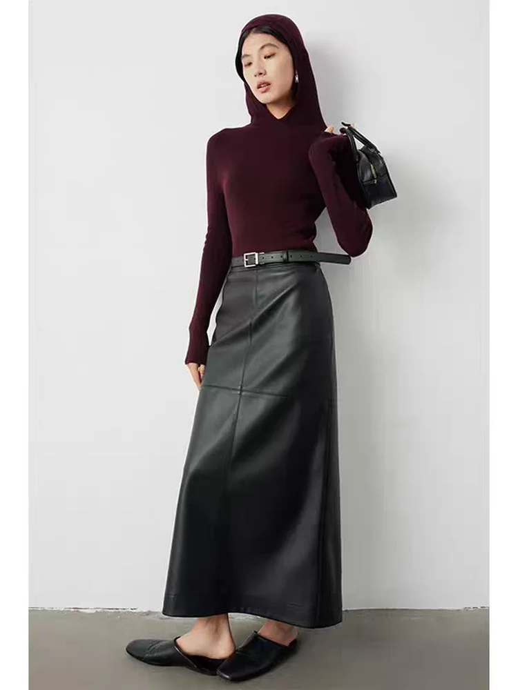 

American Luxury Vintage High Waist eepskin Skirt Foggy Sensation Inteated Design Faion ow Runway Ele