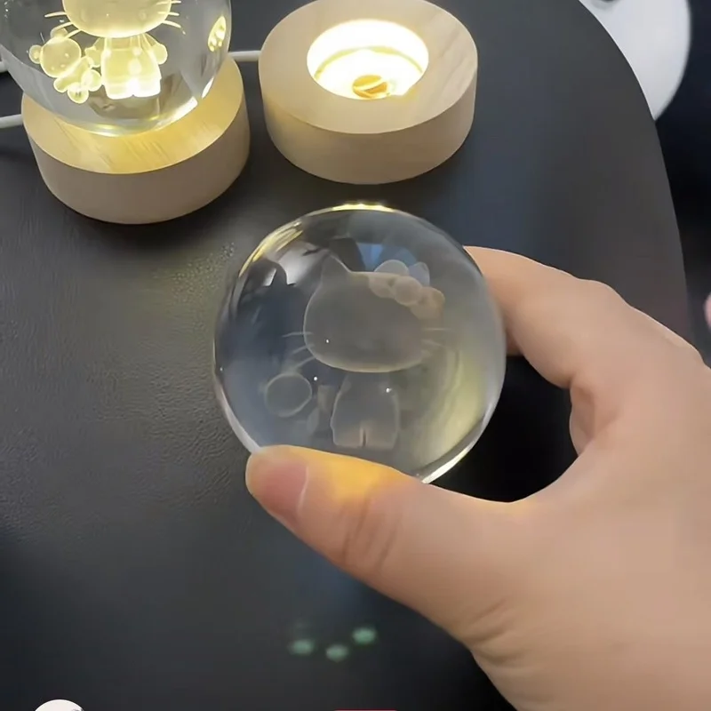 Night Light Shining Crystal Ball การ์ตูนสร้างสรรค์ Hello Kitty Cat Crystal Ball สําหรับหญิงเพื่อนที่ดีที่สุดการสําเร็จการศึกษาของขวัญวันเกิด