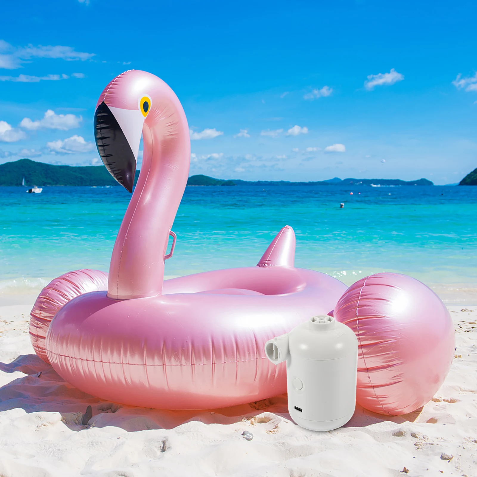 1 Set Electric Air Pumpportable Inflator For Inflatable Mattress Pool Camping Quick Inflation Multi-Purpose Lightweight Home