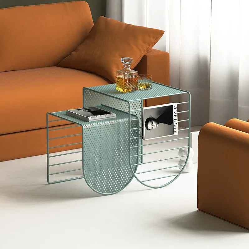 Multifunctional Wrought Iron Sofa Coffee Table Home Living Room Furniture TV Cabinet Combination Coffee Table Decoration