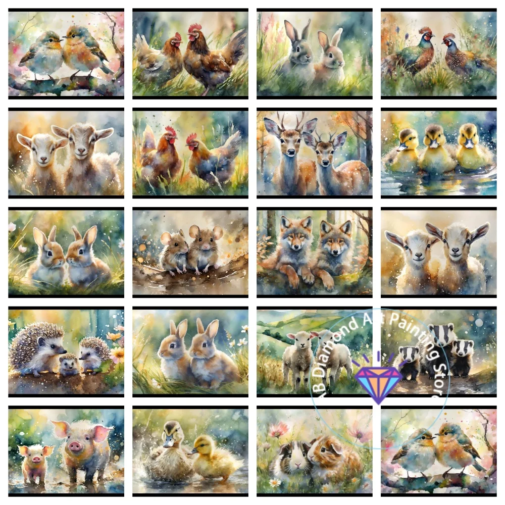

Wildlife Animal Hedgehog Guinea Pig Goat Deer AB Diamond Painting Kit Square Round Diamond 5D DIY Mosaic Handmade Art Adult Gift