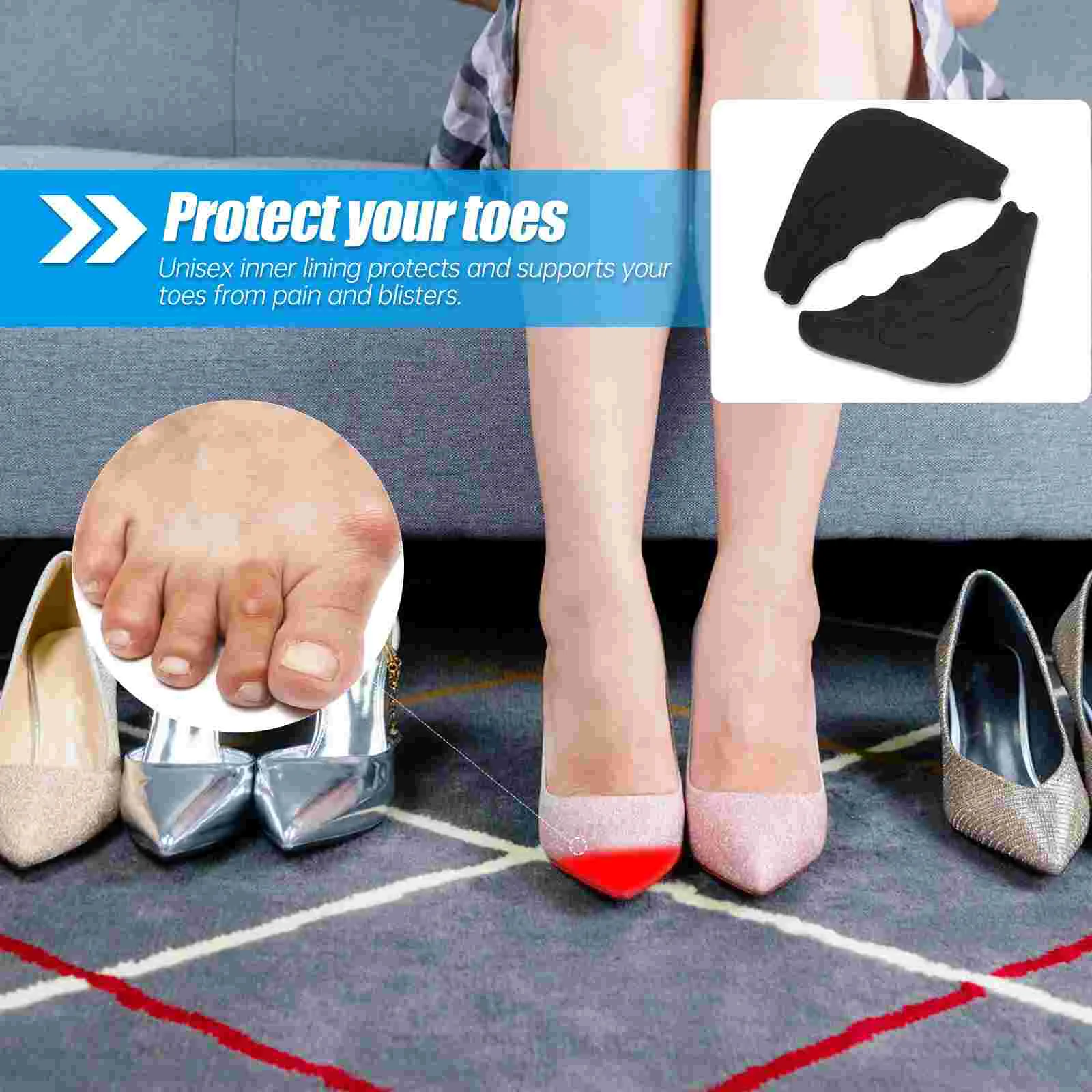 

6 Pcs Toe Pads High Heel Foot Support Inserts Anti Forefoot Pads Universal Shoe Filler Foot Care Tool