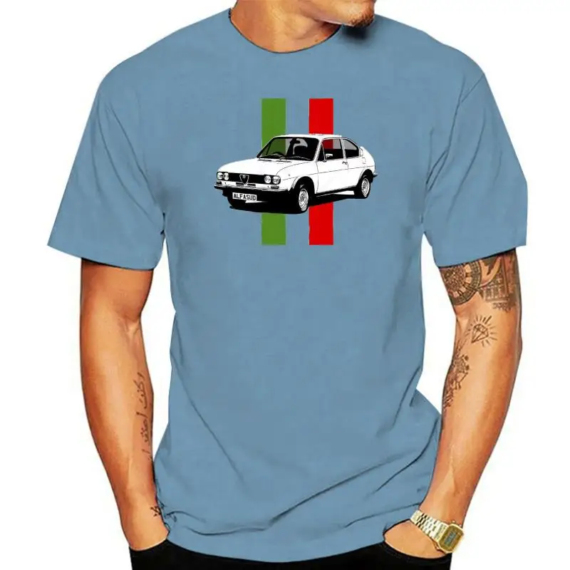 Fashion New Top Tees T shirts AlfaSud Italian flag Mens 100% Cotton White Tshirt -Personalised plate available  T shirt