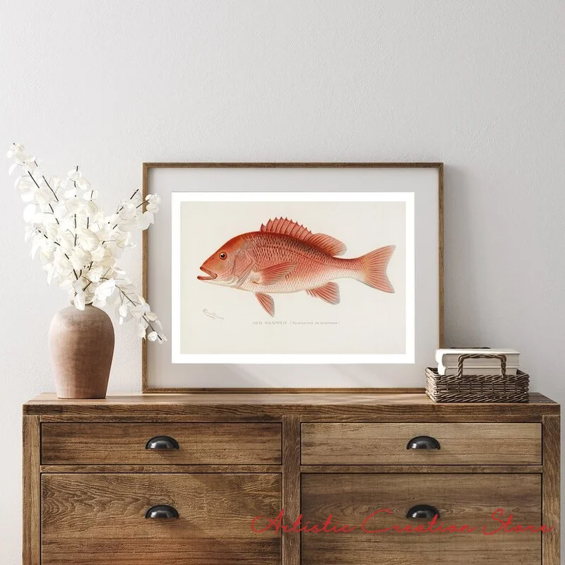 Retro Animal Poster Variety of Fish Salmon Flies Art Canvas Painting and HD Print Pictures for Living Room Wall Home Decoration