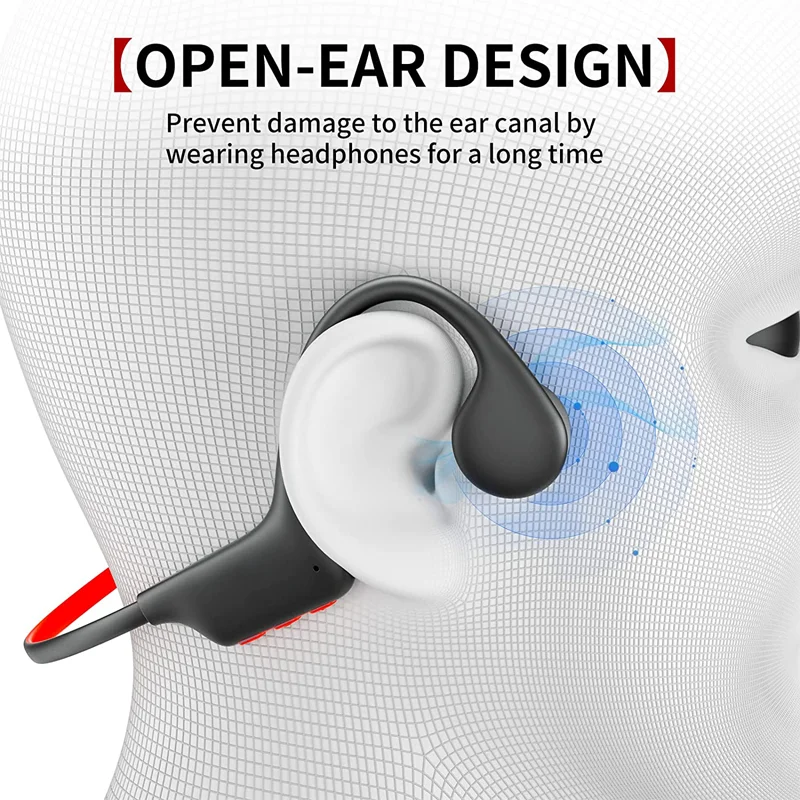 Bone Conduction Headphones Bluetooth Headset Wireless Earphone MP3  Swim Sports IPX8 Waterproof with Mic Ear-hook Hifi Stereo