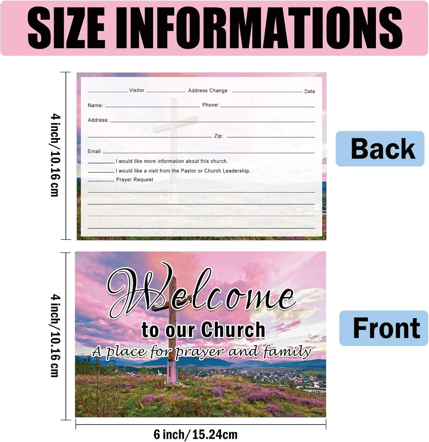 Church Visitor Cards Church Welcome Postcard 4 x 6 Inch Prayer Request Cards Visitors and Prayer Request Note Cards