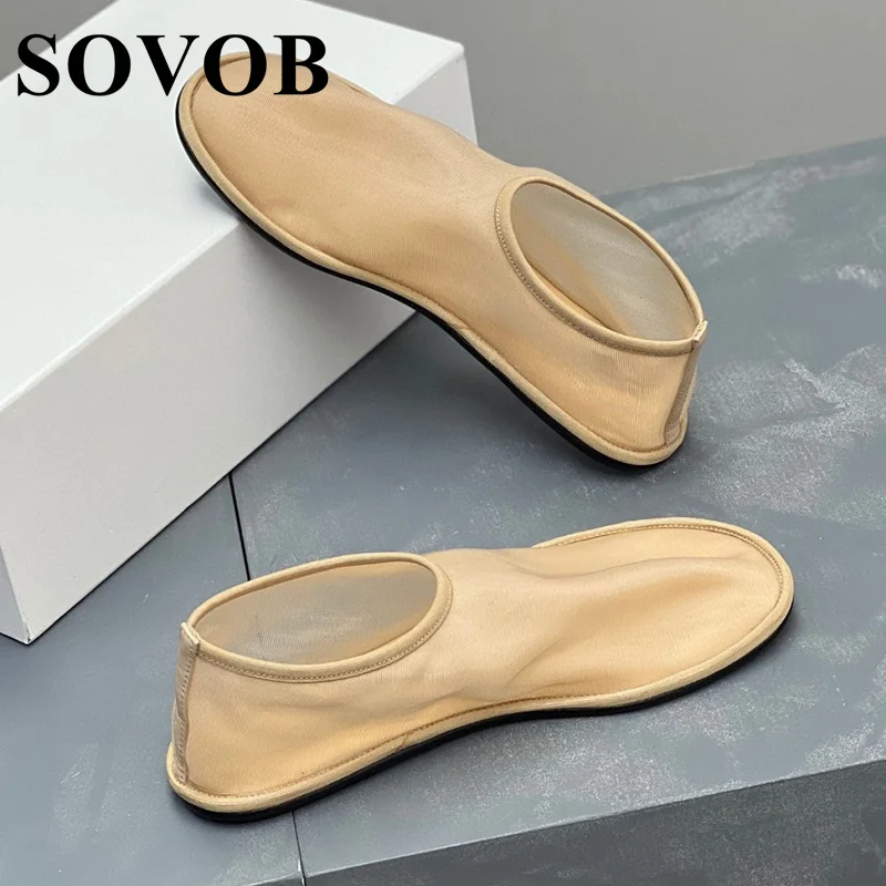 

Spring Summer Mesh Breathable Round Toe Flat Shoes Women Simple Deep Mouth Vacation Walking Shoes Soft Soled Lazy Loafers 2024