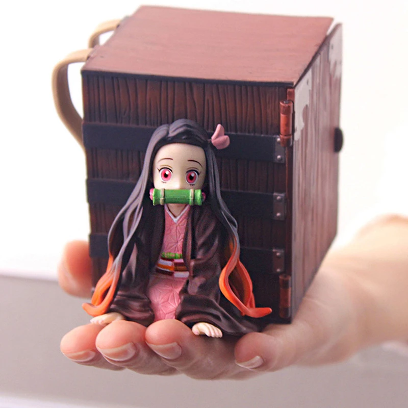 Kawaii Demon Slayer Nezuko Figure With Box Up Art Mini Cute Kimetsu No Yaiba Figurine Lovely Model Dolls Toy