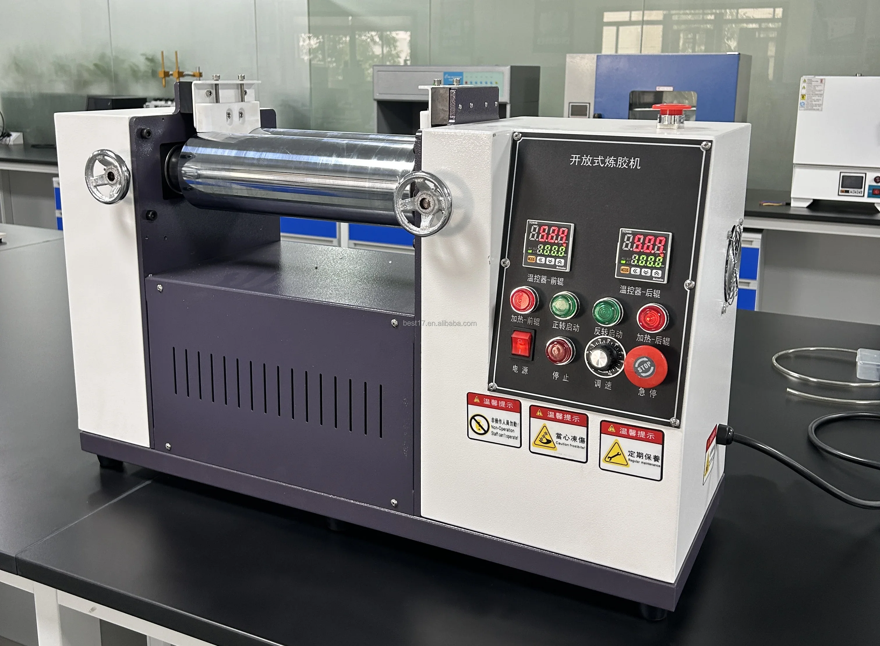 Super Value Factory StoreTwo Roll Open Mill Rubber Mixing Machine Key Stroke For Rubber Testing 220V 1 Year Warranty 100mm/3in R