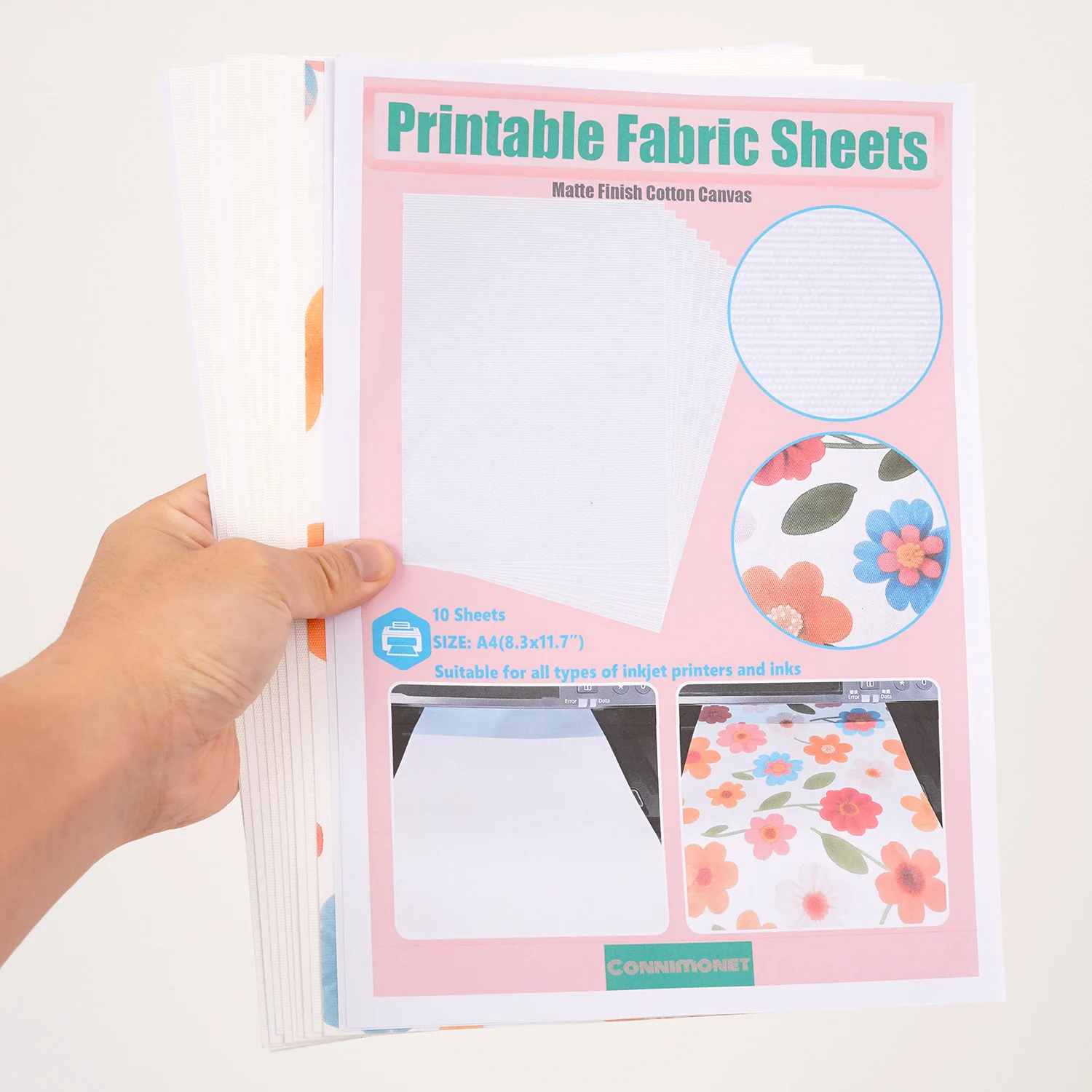 5pcs/10pcs Printable White Cotton Canvas Fabric for Inkjet Printer, A4 Size  Cloth for Image Printing