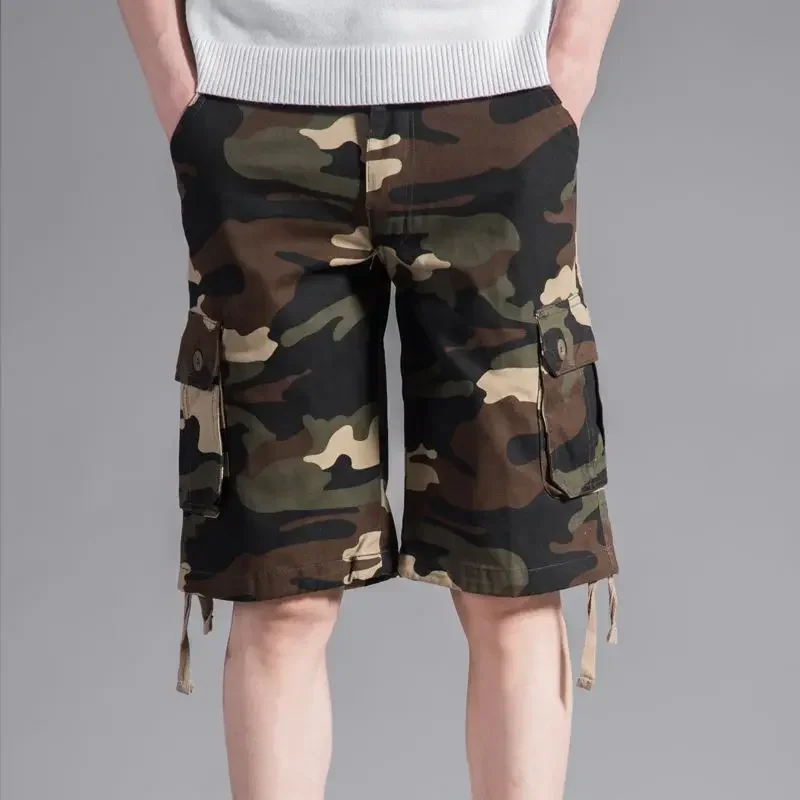 Mens Cargo Shorts Baggy Camo Loose Wide Camouflage Short Pants for Men Khaki Cotton Comfortable Jorts Designer Homme Casual