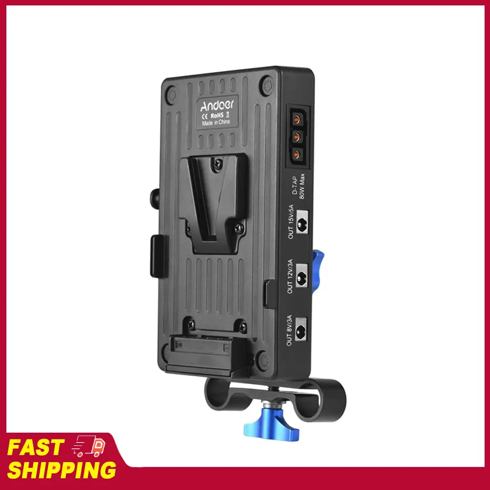 

Адаптерная пластина Andoer V-Lock для аккумуляторов V-Mount, 65W PD, быстрая зарядка, выходы 8V/12V/15V DC, выход D-Tap, аксессуар