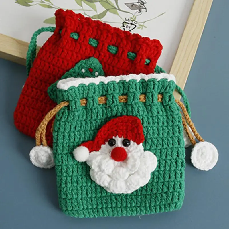 Cute Wallet Coin Pouch Cute Christmas Tree Knitting Change Purse Knitting Woven Coin Purse For Small Items Coin Headphones