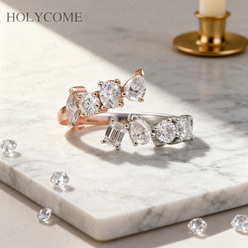 

Кольцо разных форм на заказ, лабораторный бриллиант, круглый/груша/овал/маркиза/изумрудный наряд 10K/14K, аксессуары для женщин, свадебные подарки, подвески